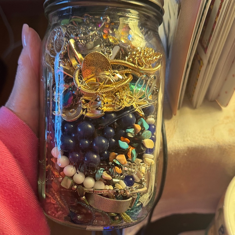 Assorted Mystery Jewelry in Glass Jar